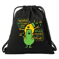 Lemon On A Pear Drawstring Bag