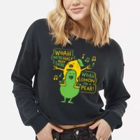 Lemon On A Pear Cropped Pullover Crew