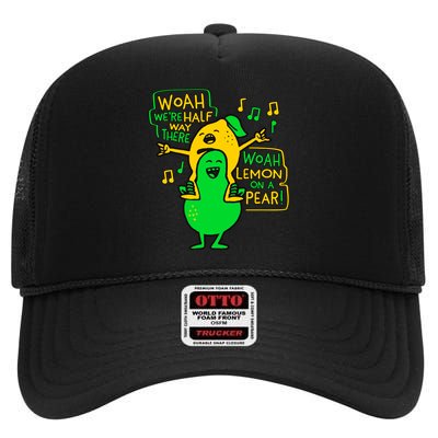 Lemon On A Pear Funny Meme High Crown Mesh Back Trucker Hat