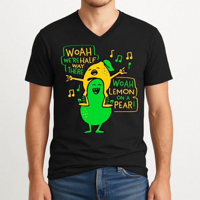 Lemon On A Pear Funny Meme V-Neck T-Shirt