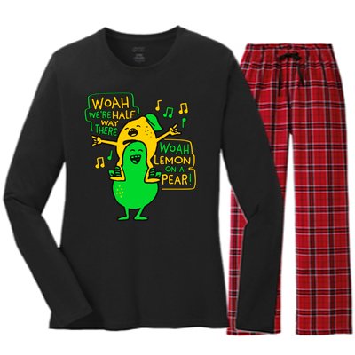 Lemon On A Pear Funny Meme Women's Long Sleeve Flannel Pajama Set 