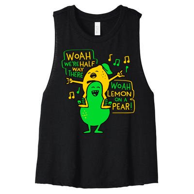 Lemon On A Pear Funny Meme Women's Racerback Cropped Tank