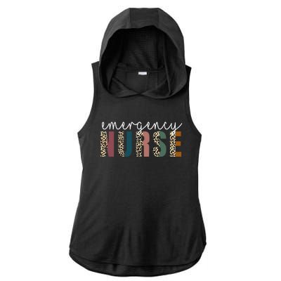 Leopard Emergency Nurse ER Trauma & Emergency Department Ladies PosiCharge Tri-Blend Wicking Draft Hoodie Tank