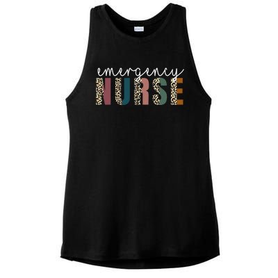 Leopard Emergency Nurse ER Trauma & Emergency Department Ladies PosiCharge Tri-Blend Wicking Tank