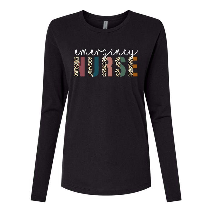 Leopard Emergency Nurse ER Trauma & Emergency Department Womens Cotton Relaxed Long Sleeve T-Shirt