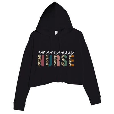 Leopard Emergency Nurse ER Trauma & Emergency Department Crop Fleece Hoodie