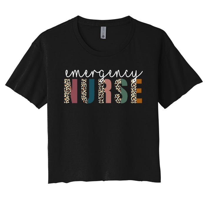 Leopard Emergency Nurse ER Trauma & Emergency Department Women's Crop Top Tee