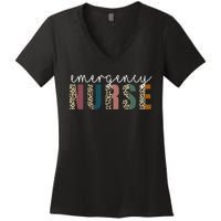 Leopard Emergency Nurse ER Trauma & Emergency Department Women's V-Neck T-Shirt