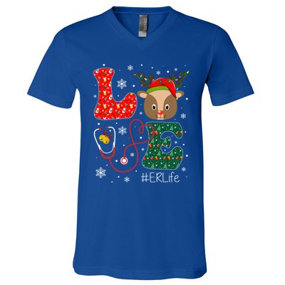 Love Er Nurse Life Funny Nurse Christmas Santa Reindeer Gift V-Neck T-Shirt