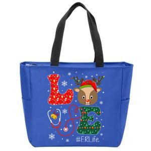 Love Er Nurse Life Funny Nurse Christmas Santa Reindeer Gift Zip Tote Bag