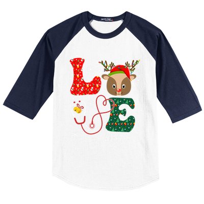 Love Er Nurse Life Funny Nurse Christmas Santa Reindeer Gift Baseball Sleeve Shirt