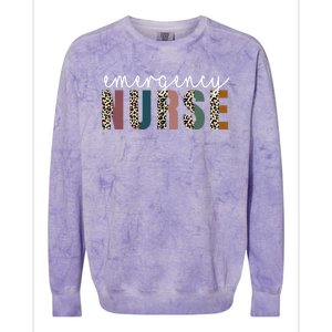 Leopard Emergency Nurse Er Trauma And Emergency Departt Funny Gift Colorblast Crewneck Sweatshirt