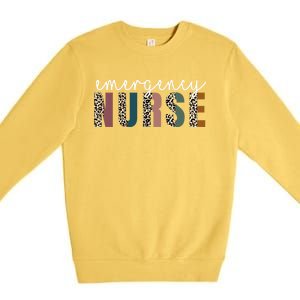 Leopard Emergency Nurse Er Trauma And Emergency Departt Funny Gift Premium Crewneck Sweatshirt