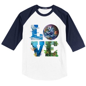 Love Earth Nature Lover Environtalist Love Earth Day Gift Baseball Sleeve Shirt