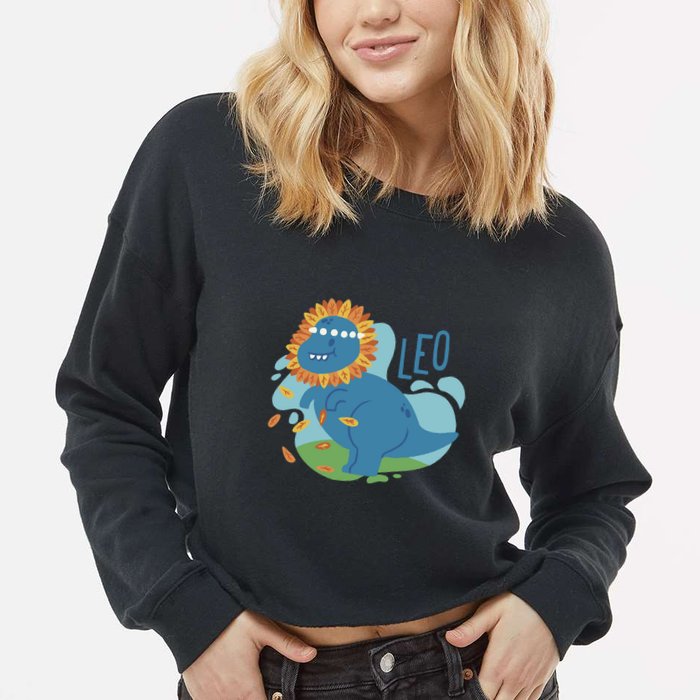 Leo Dinosaur Cropped Pullover Crew