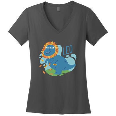 Leo Dinosaur Women's V-Neck T-Shirt