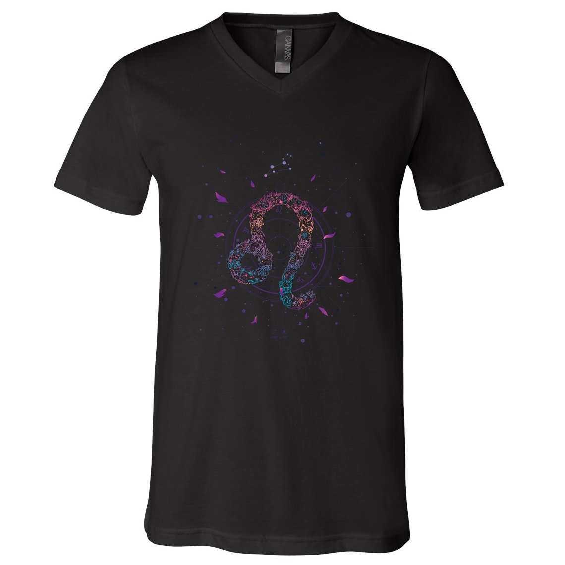Leo Floral Zodiac V-Neck T-Shirt