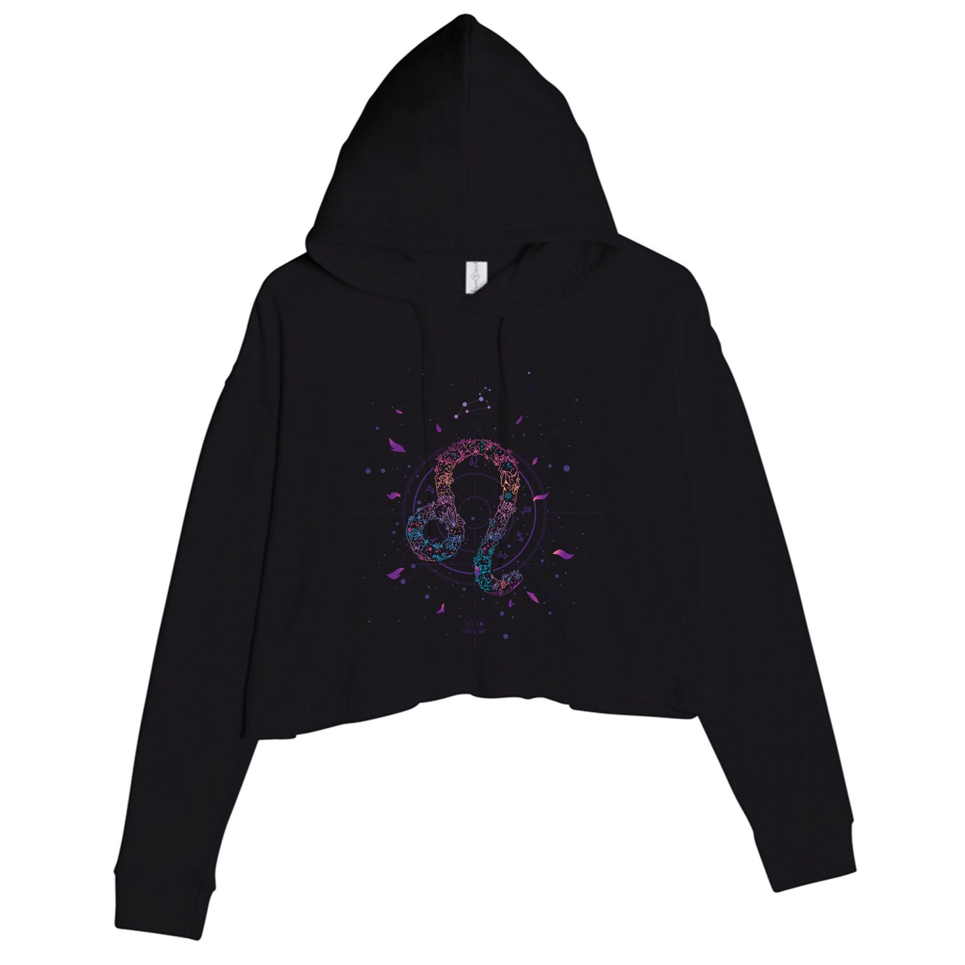 Leo Floral Zodiac Crop Fleece Hoodie