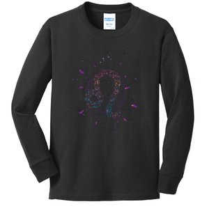 Leo Floral Zodiac Kids Long Sleeve Shirt