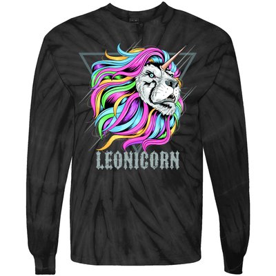 Leo Leonicorn Funny Unicorn Zodiac Sign Tie-Dye Long Sleeve Shirt