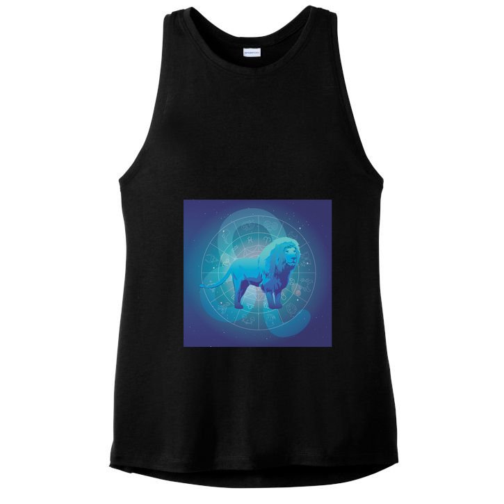 Leo Lion Zodiac Sign Ladies PosiCharge Tri-Blend Wicking Tank