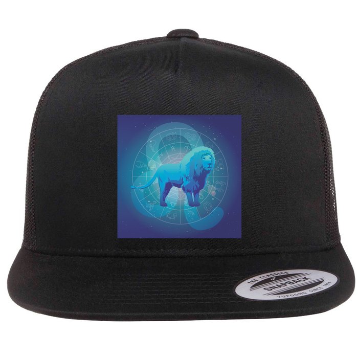 Leo Lion Zodiac Sign Flat Bill Trucker Hat