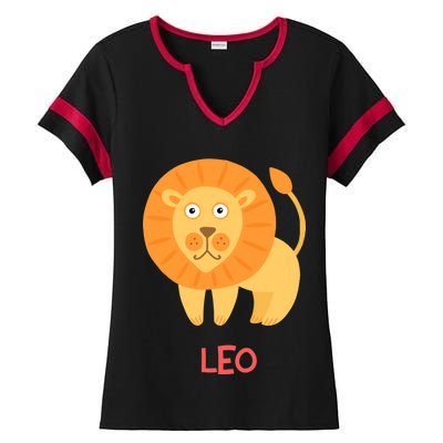 Leo Lion Zodiac sign Cute Ladies Halftime Notch Neck Tee