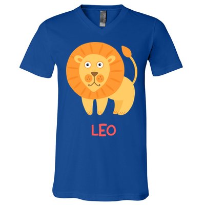 Leo Lion Zodiac sign Cute V-Neck T-Shirt