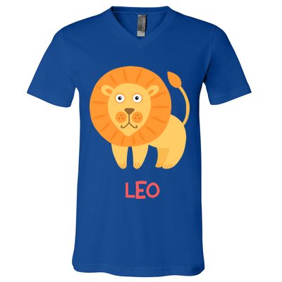 Leo Lion Zodiac sign Cute V-Neck T-Shirt