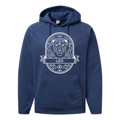 Leo Zodiac Symbol Design Performance Fleece Hoodie