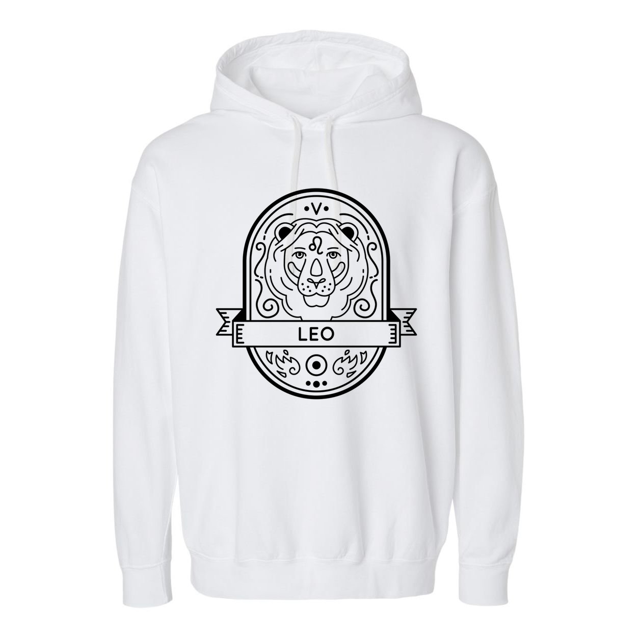 Leo Zodiac Symbol Design Garment-Dyed Fleece Hoodie