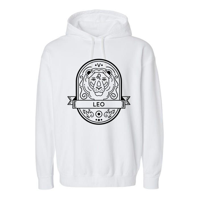 Leo Zodiac Symbol Design Garment-Dyed Fleece Hoodie