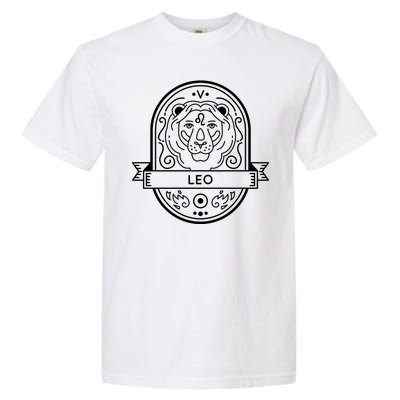 Leo Zodiac Symbol Design Garment-Dyed Heavyweight T-Shirt