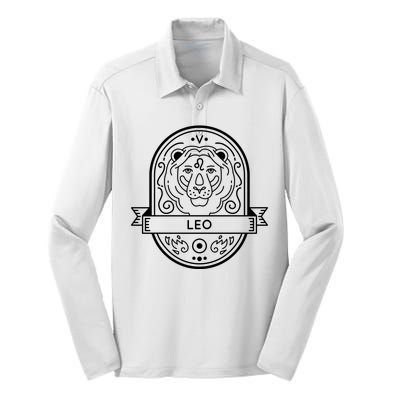 Leo Zodiac Symbol Design Silk Touch Performance Long Sleeve Polo