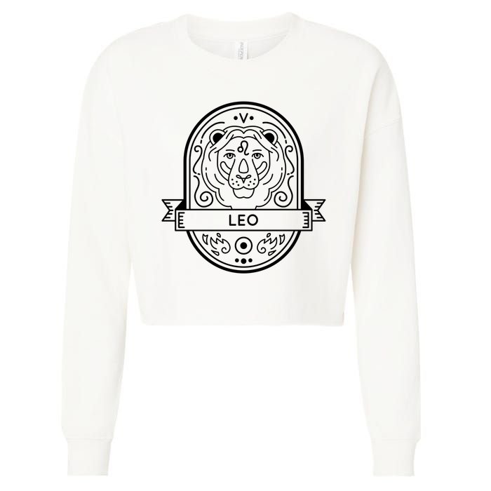 Leo Zodiac Symbol Design Cropped Pullover Crew