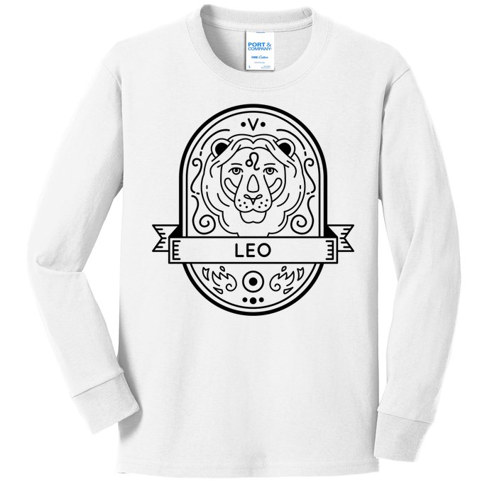 Leo Zodiac Symbol Design Kids Long Sleeve Shirt