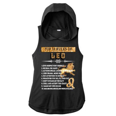 Leo Zodiac Top 10 Rules Of Leo Ladies PosiCharge Tri-Blend Wicking Draft Hoodie Tank