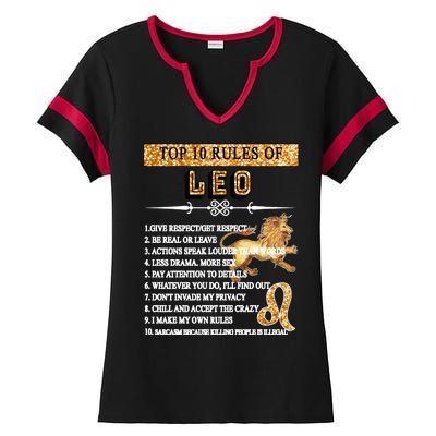 Leo Zodiac Top 10 Rules Of Leo Ladies Halftime Notch Neck Tee