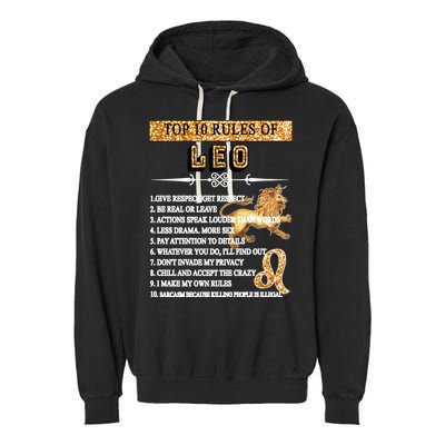 Leo Zodiac Top 10 Rules Of Leo Garment-Dyed Fleece Hoodie