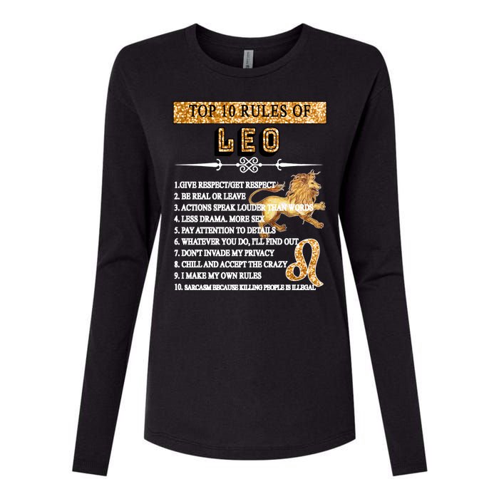 Leo Zodiac Top 10 Rules Of Leo Womens Cotton Relaxed Long Sleeve T-Shirt