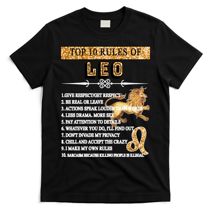 Leo Zodiac Top 10 Rules Of Leo T-Shirt