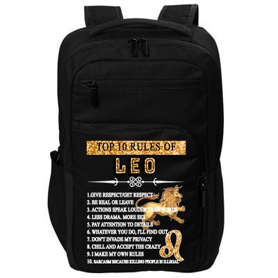 Leo Zodiac Top 10 Rules Of Leo Impact Tech Backpack