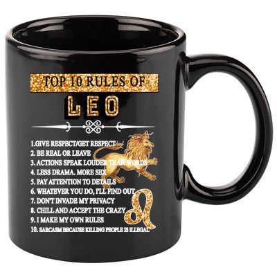 Leo Zodiac Top 10 Rules Of Leo 11oz C Handle Ceramic Mug