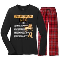 Leo Zodiac Top 10 Rules Of Leo Women's Long Sleeve Flannel Pajama Set 