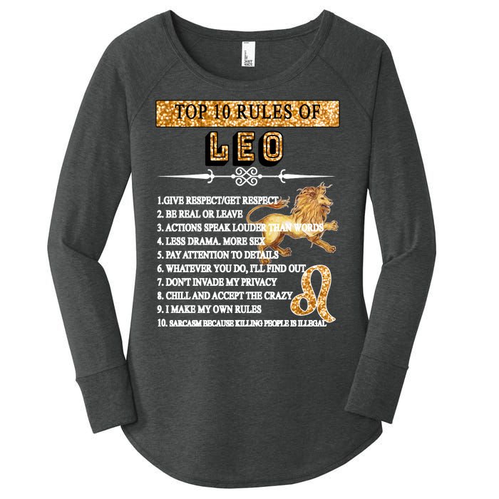 Leo Zodiac Top 10 Rules Of Leo Women's Perfect Tri Tunic Long Sleeve Shirt