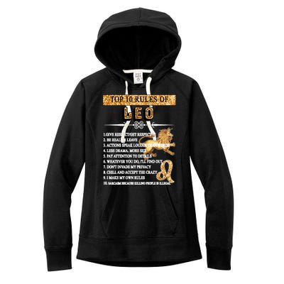 Leo Zodiac Top 10 Rules Of Leo Women's Fleece Hoodie