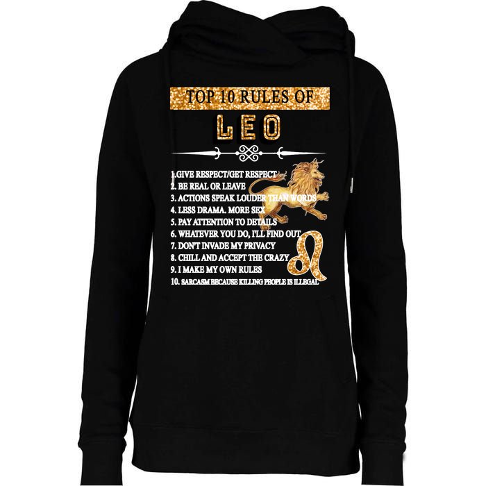 Leo Zodiac Top 10 Rules Of Leo Womens Funnel Neck Pullover Hood