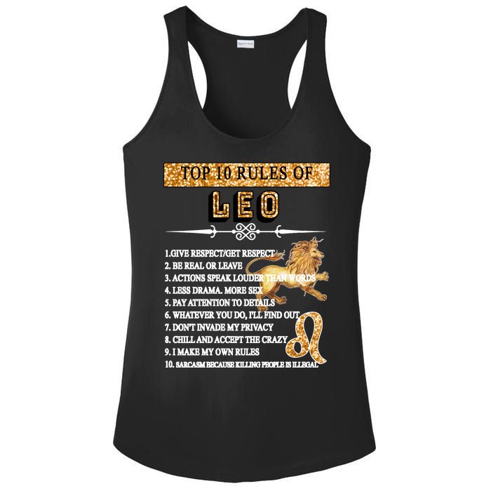 Leo Zodiac Top 10 Rules Of Leo Ladies PosiCharge Competitor Racerback Tank