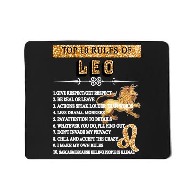 Leo Zodiac Top 10 Rules Of Leo Mousepad