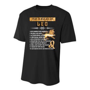 Leo Zodiac Top 10 Rules Of Leo Youth Performance Sprint T-Shirt